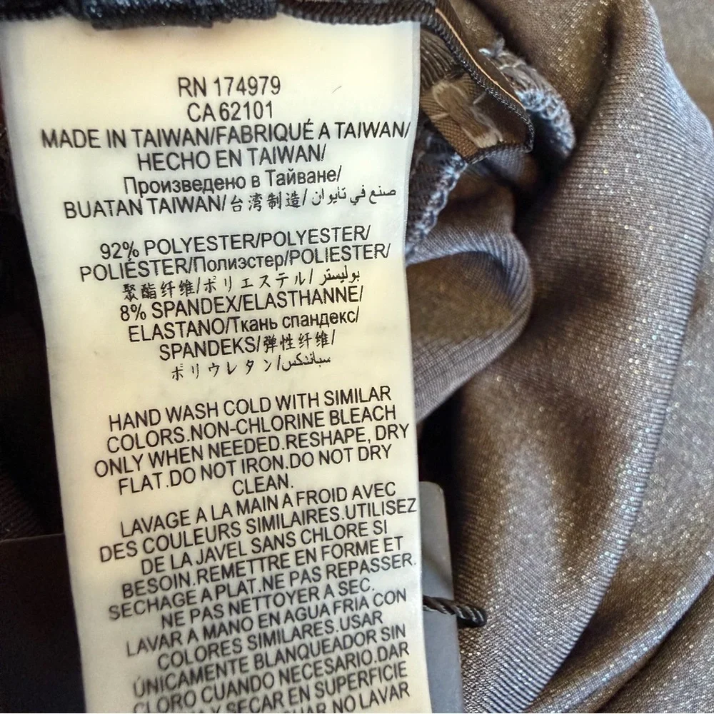 BCBGMaxAzria Turtleneck Bodysuit Shimmer Stretch Grey Long Sleeve Stretch XS NWT - Picture 14 of 15